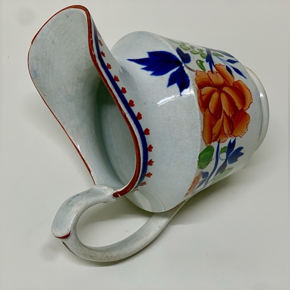 19th Century Antique Gaudy Dutch Double Rose Pattern Hand Painted Creamer Jug - Picture 10 of 16